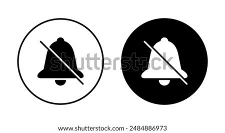 Mute bell icon on black circle. Crossed out bells concept