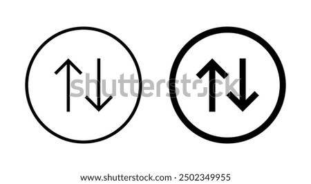 Arrows sort icon on circle line. Item sorting sign symbol