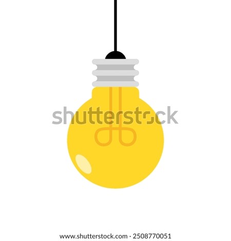 Hanging light bulb icon in flat style. Lamp sign symbol