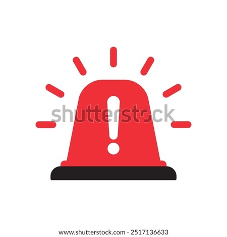 Warning light icon in flat style. Exclamation mark sign on siren lamp