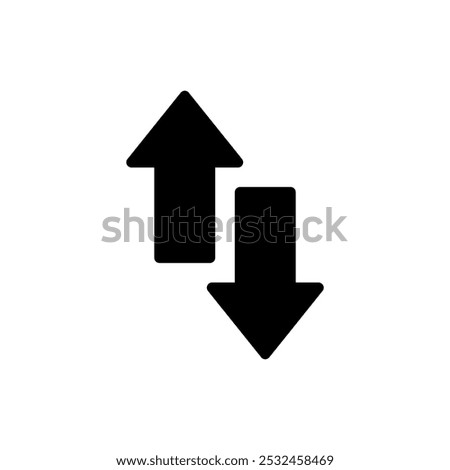 Up down arrow icon in rounded corner. Upward downward arrows sign symbol