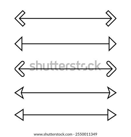 Double arrow line icon set. Two arrows outline symbol