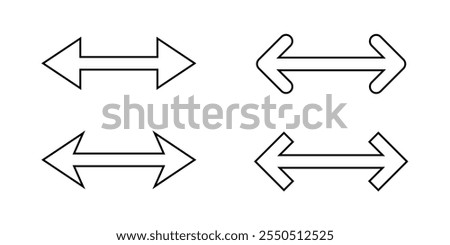 Double arrow line icon. Two arrows outline sign symbol