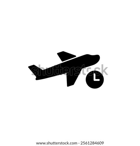 Flight schedule icon isolated on white background. Airplane take off time sign symbol