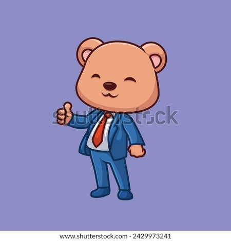 Manager Bear Cute Cartoon Character Illustration