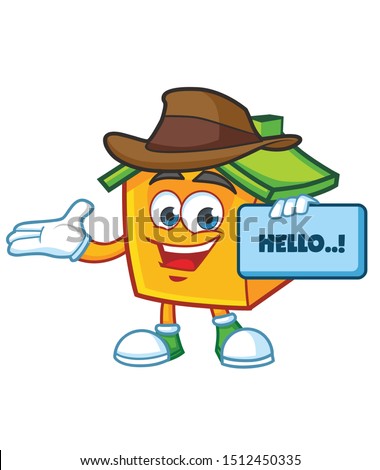 home mascot character with cowboy hat design vector