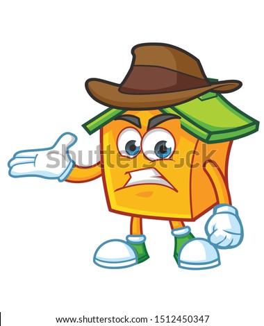 home mascot character with cowboy hat design vector