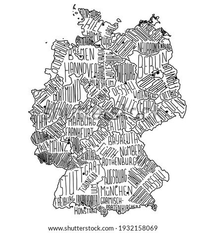 Black and white contour map of Germany