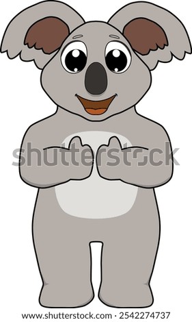 cartoon illustration of a koala character and thumbs