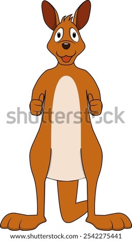 cartoon illustration of a kangaroo character and thumbs