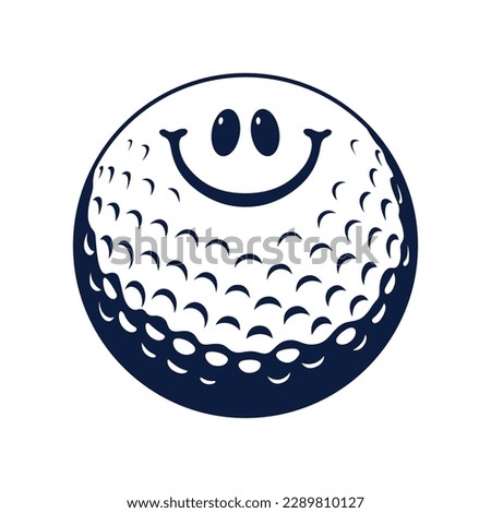 Simple Happy Golf Ball Cartoon Character