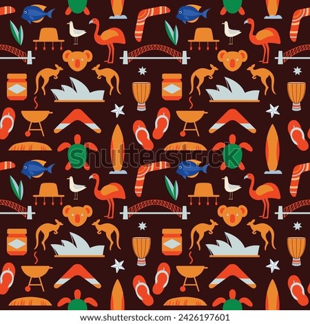 Australian country symbol seamless pattern