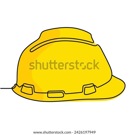 One line drawing of construction helmet perfect for worker safety tools and labor day concept