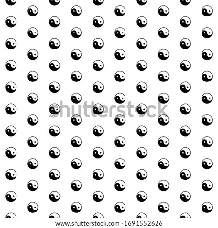 Square seamless background pattern from geometric shapes. The pattern is evenly filled with big  black yin yang symbols. Vector illustration on white background
