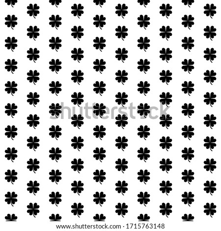 Square seamless background pattern from black four-leaf clover symbols. The pattern is evenly filled. Vector illustration on white background