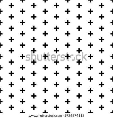 Square seamless background pattern from black plus symbols. The pattern is evenly filled. Vector illustration on white background