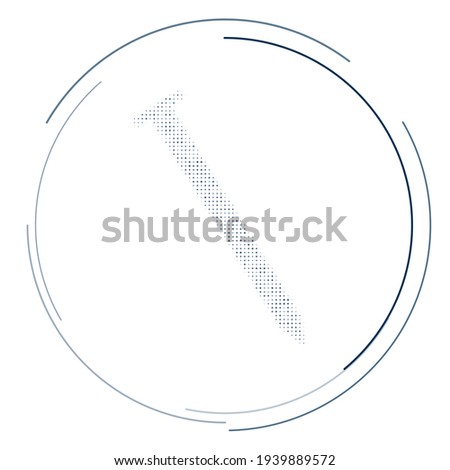 The metal nail symbol filled with dark blue dots. Pointillism style. Vector illustration on white background