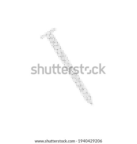 The metal nail symbol filled with black dots. Pointillism style. Vector illustration on white background