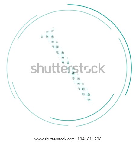 The metal nail symbol filled with teal dots. Pointillism style. Vector illustration on white background