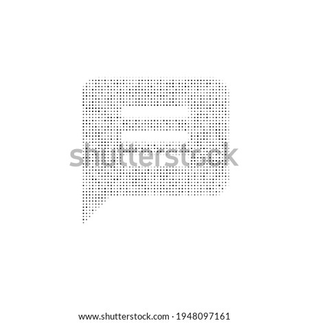 The chat symbol filled with black dots. Pointillism style. Vector illustration on white background