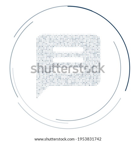 The chat symbol filled with dark blue dots. Pointillism style. Vector illustration on white background
