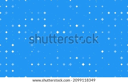 Seamless background pattern of evenly spaced white star symbols of different sizes and opacity. Vector illustration on blue background with stars