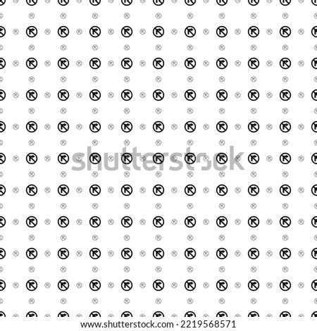 Square seamless background pattern from black no right turn signs are different sizes and opacity. The pattern is evenly filled. Vector illustration on white background