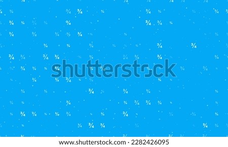 Seamless background pattern of evenly spaced white three quarters symbols of different sizes and opacity. Vector illustration on light blue background with stars