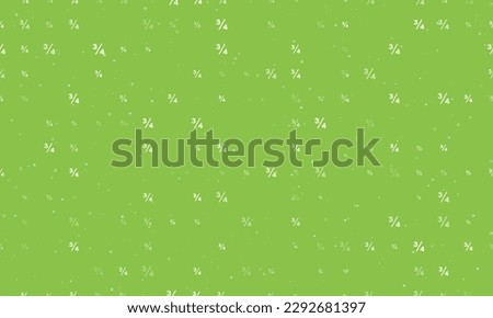 Seamless background pattern of evenly spaced white three quarters symbols of different sizes and opacity. Vector illustration on light green background with stars