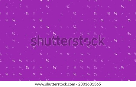 Seamless background pattern of evenly spaced white three quarters symbols of different sizes and opacity. Vector illustration on purple background with stars