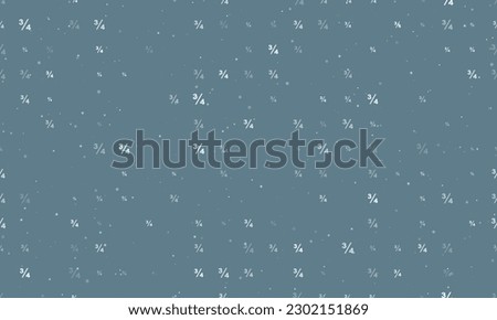 Seamless background pattern of evenly spaced white three quarters symbols of different sizes and opacity. Vector illustration on blue gray background with stars
