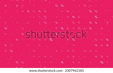 Seamless background pattern of evenly spaced white three quarters symbols of different sizes and opacity. Vector illustration on pink background with stars