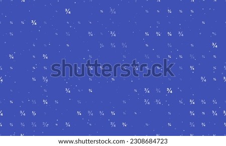 Seamless background pattern of evenly spaced white three quarters symbols of different sizes and opacity. Vector illustration on indigo background with stars