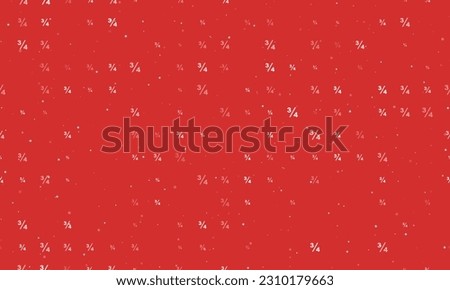 Seamless background pattern of evenly spaced white three quarters symbols of different sizes and opacity. Vector illustration on red background with stars