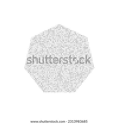 The heptagon symbol filled with black dots. Pointillism style. Vector illustration on white background