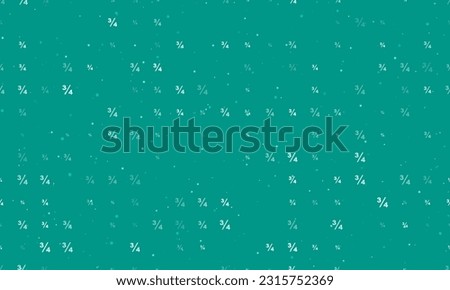 Seamless background pattern of evenly spaced white three quarters symbols of different sizes and opacity. Vector illustration on teal background with stars