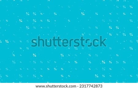 Seamless background pattern of evenly spaced white three quarters symbols of different sizes and opacity. Vector illustration on cyan background with stars