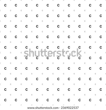 Square seamless background pattern from black capital letter C symbols are different sizes and opacity. The pattern is evenly filled. Vector illustration on white background