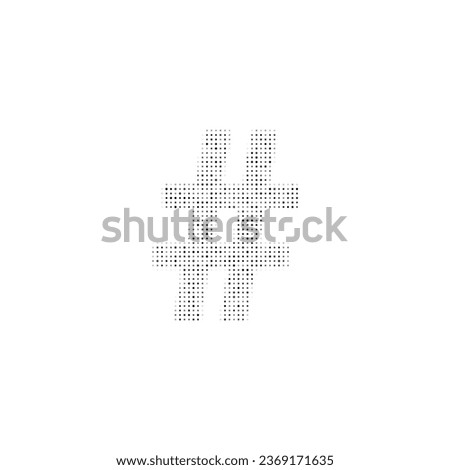 The hash symbol filled with black dots. Pointillism style. Vector illustration on white background