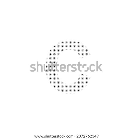 The capital letter C symbol filled with black dots. Pointillism style. Vector illustration on white background