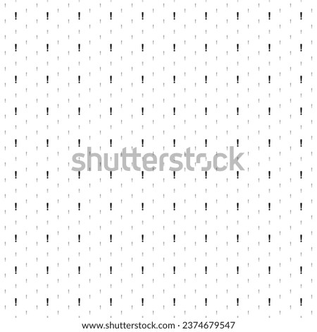 Square seamless background pattern from geometric shapes are different sizes and opacity. The pattern is evenly filled with small black exclamation symbols. Vector illustration on white background