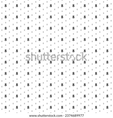 Square seamless background pattern from black number eight symbols are different sizes and opacity. The pattern is evenly filled. Vector illustration on white background