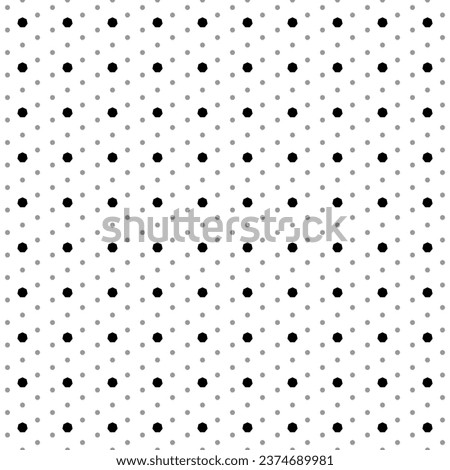Square seamless background pattern from geometric shapes are different sizes and opacity. The pattern is evenly filled with small black heptagon symbols. Vector illustration on white background