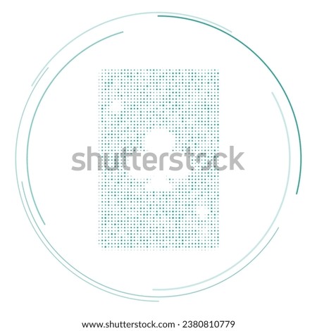 The ace of clubs symbol filled with teal dots. Pointillism style. Vector illustration on white background
