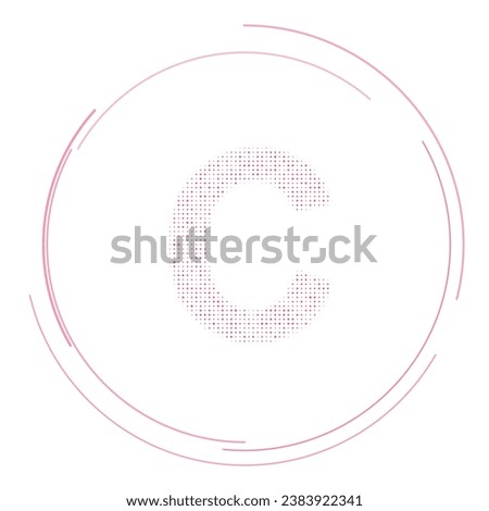 The capital letter C symbol filled with pink dots. Pointillism style. Vector illustration on white background