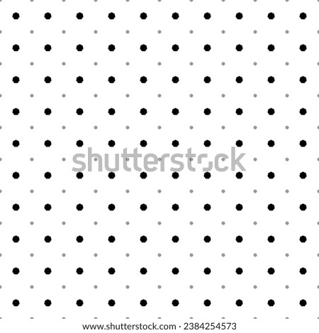 Square seamless background pattern from geometric shapes are different sizes and opacity. The pattern is evenly filled with small black heptagon symbols. Vector illustration on white background