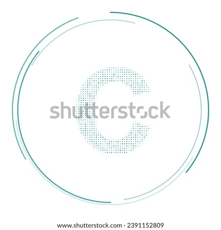 The capital letter C symbol filled with teal dots. Pointillism style. Vector illustration on white background