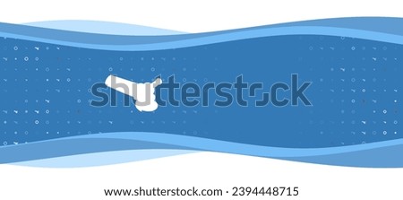 Blue wavy banner with a white angle grinder symbol on the left. On the background there are small white shapes, some are highlighted in red. There is an empty space for text on the right side