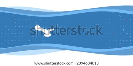 Blue wavy banner with a white cordless angle grinder symbol on the left. On the background there are small white shapes, some are highlighted in red. There is an empty space for text on the right side