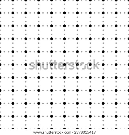 Square seamless background pattern from black heptagon symbols are different sizes and opacity. The pattern is evenly filled. Vector illustration on white background